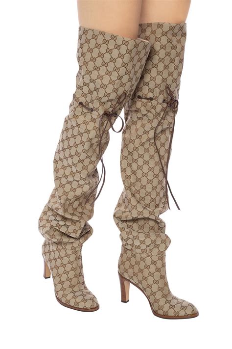 cheap thigh high gucci boots|gucci print thigh high boots.